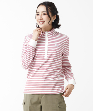 スナップボタン ボーダー カットソー