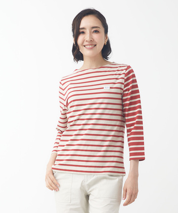 スノーコットン ボーダー 七分袖Tシャツ【接触冷感】
