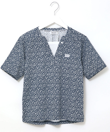 小花柄 レイヤード風 Tシャツ