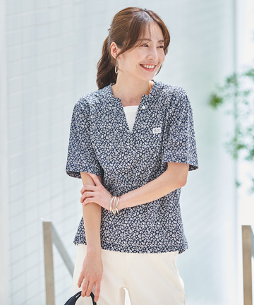 小花柄 レイヤード風 Tシャツ