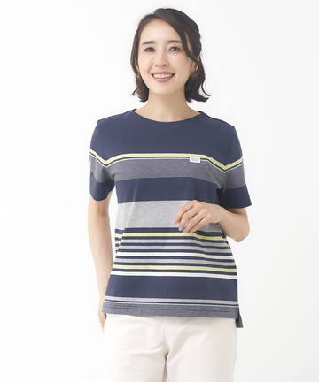 スノーコットン パネルボーダー Tシャツ【接触冷感】