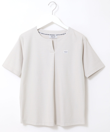 鹿の子 キーネックデザイン Tシャツ【UVカット】