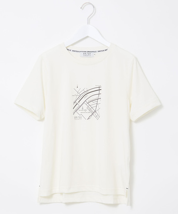 マップ柄 サイドスリット Tシャツ【吸汗速乾】