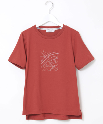 マップ柄 サイドスリット Tシャツ【吸汗速乾】