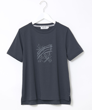 マップ柄 サイドスリット Tシャツ【吸汗速乾】
