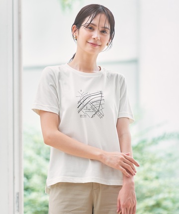 マップ柄 サイドスリット Tシャツ【吸汗速乾】