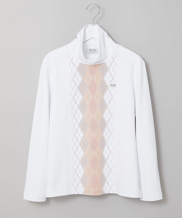 裏起毛 アーガイル ハイネックカットソー