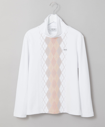 裏起毛 アーガイル ハイネックカットソー