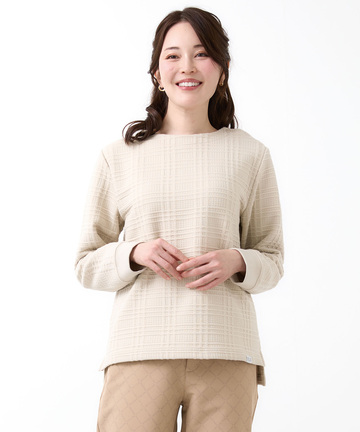 ブリスターチェック柄 ボタン付 トレーナー