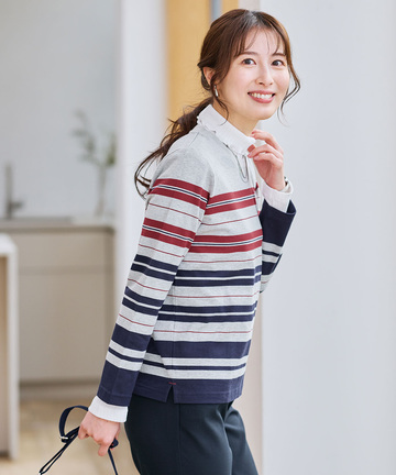 天竺 パネルボーダー カットソー