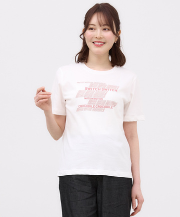 プレーティング天竺 ロゴプリント Tシャツ【吸汗速乾】