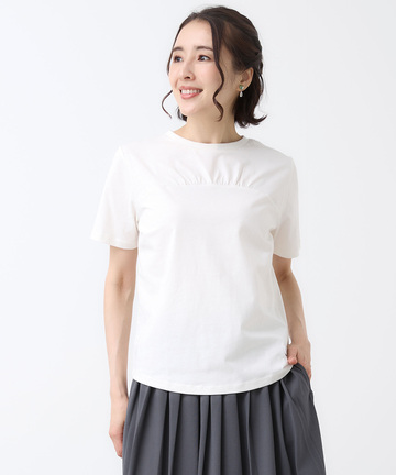 スノーコットン フロントギャザー Tシャツ【接触冷感】