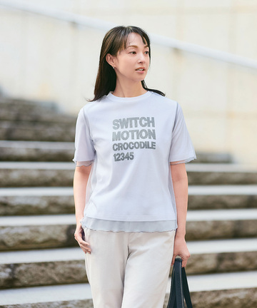 スムース チュール レイヤード風 Tシャツ