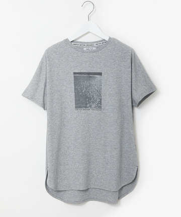 スムース ロゴプリント チュニック丈 Tシャツ