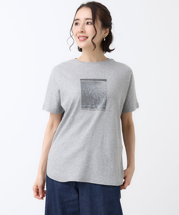 スムース ロゴプリント チュニック丈 Tシャツ
