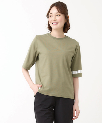 シャドーボーダー天竺 袖ライン Tシャツ