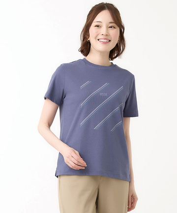 プレーティング天竺 マルチライン プリント Tシャツ【吸汗速乾】
