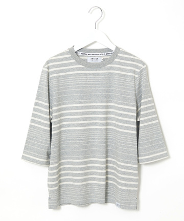 天竺 ボーダー6分袖 Tシャツ