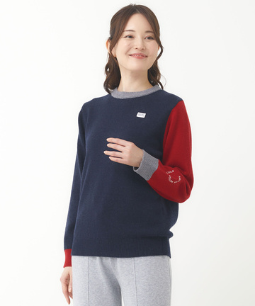 ウールブレンド 袖切替 ニット【手洗いOK】