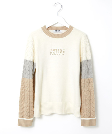 ケーブル柄 切り替え ニット