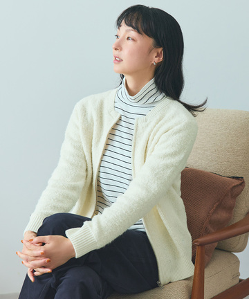 ブークレー ジップ ニットアウター