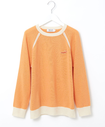 ウールブレンド リブ配色 プルオーバーニット