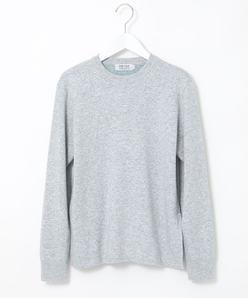 裾切り替え ロゴライン クルーネックニット