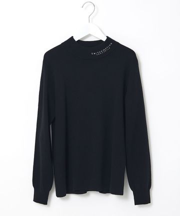 ハイネック リブデザイン ニット