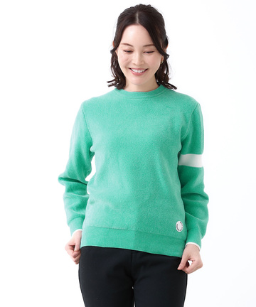 ウールブレンド  袖ライン クルーネック ニット