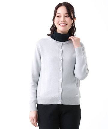 ウールブレンド アゼクルーネック カーディガン