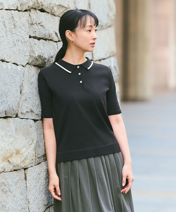襟パイピング ニット ポロシャツ【ZERO POLO SHIRT】