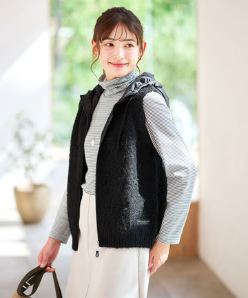 ウールブレンド パイル編み ジレ