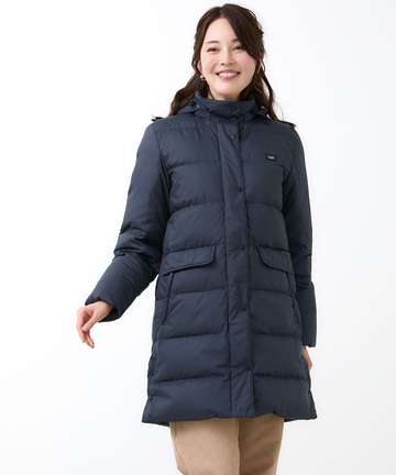 ドットボタンデザイン ロング ダウン【撥水加工】