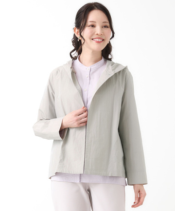 フロントボタン フーデッドジャケット【手洗いOK】