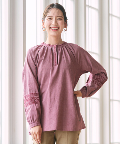 千鳥 袖刺繍 ブラウス【オンラインショップ限定】