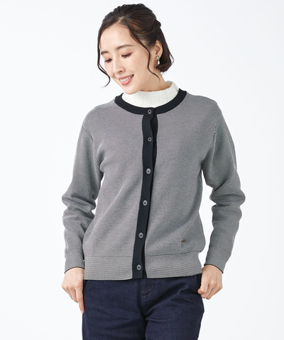 ミラノリブ編み クルーネック カーディガン【手洗いOK】【一部店舗限定】