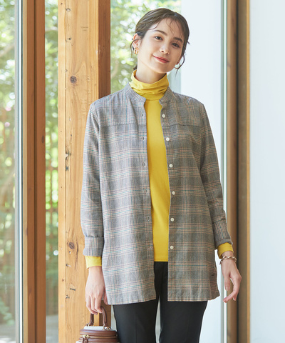 微起毛 バンドカラー チュニック【オンラインショップ限定】