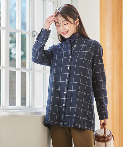 微起毛 バンドカラー チュニック【オンラインショップ限定】