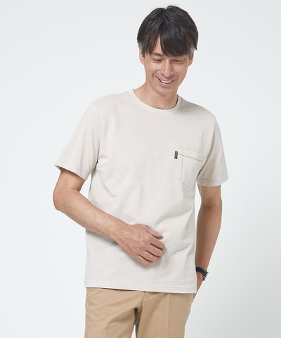 ポケット刺繍デザイン スラブ Tシャツ【吸汗速乾】
