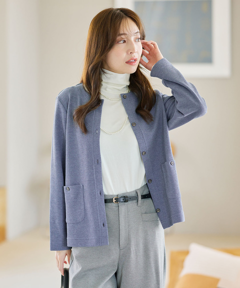 レディース 杢調 クルーネック カーディガン通販 [0102-55215