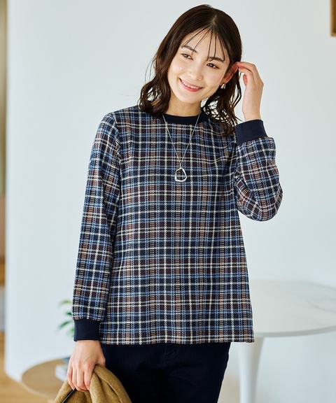 レディース チェック柄 リブ配色 プルオーバー通販 [0102-55226