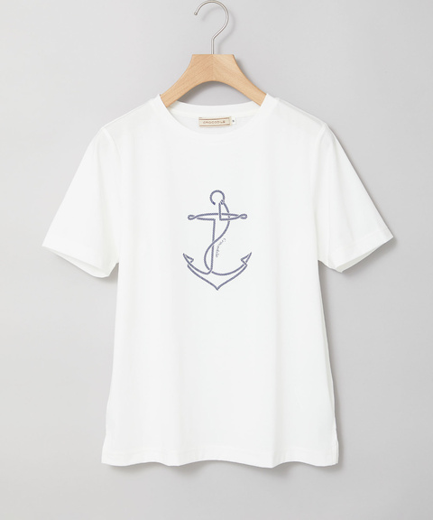 プレーティング天竺 アンカー柄 Tシャツ【UVカット】