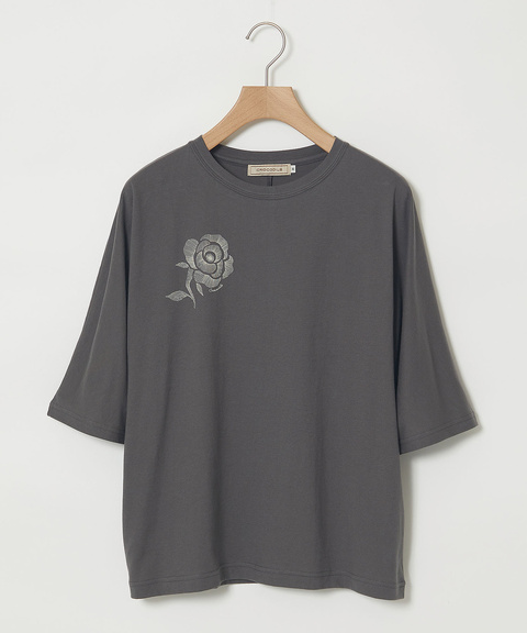 フラワープリント 天竺 Tシャツ