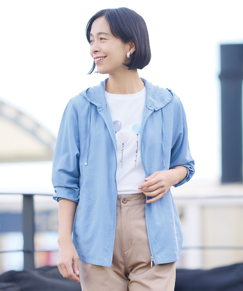 シアー パーカー【UVカット】【手洗いOK】 