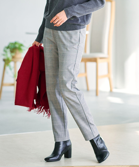 レディース チェック柄 テーパード パンツ通販 [0105-55507