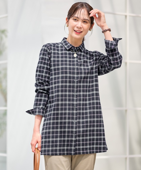 レディース 微起毛 チェック柄 チュニック【オンラインショップ限定