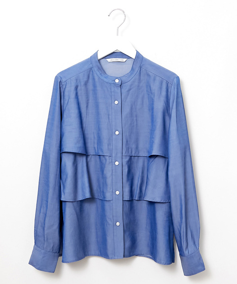 レディース バンドカラー ティアードデザイン ブラウス通販 [0201