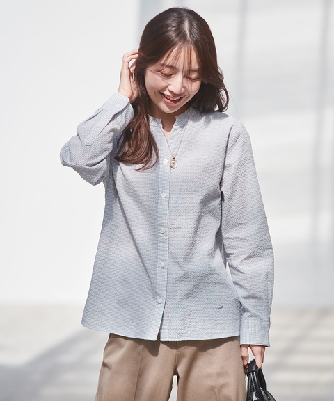 レディース サッカー ギンガム スキッパーブラウス通販 [0201-51154