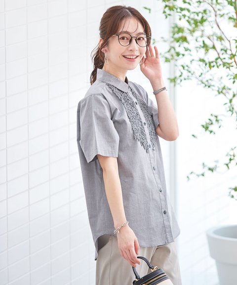 レディース ミニフリル ショールカラー ブラウス通販 [0201-53156