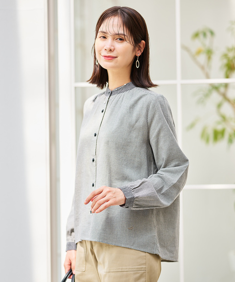 レディース コットン ギャザー ブラウス通販 [0201-55157